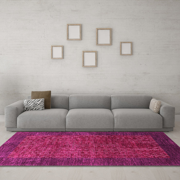 Machine Washable Abstract Pink Contemporary Rug in a Living Room, wshcon282pnk