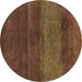 Round Abstract Brown Contemporary Rug, con2830brn