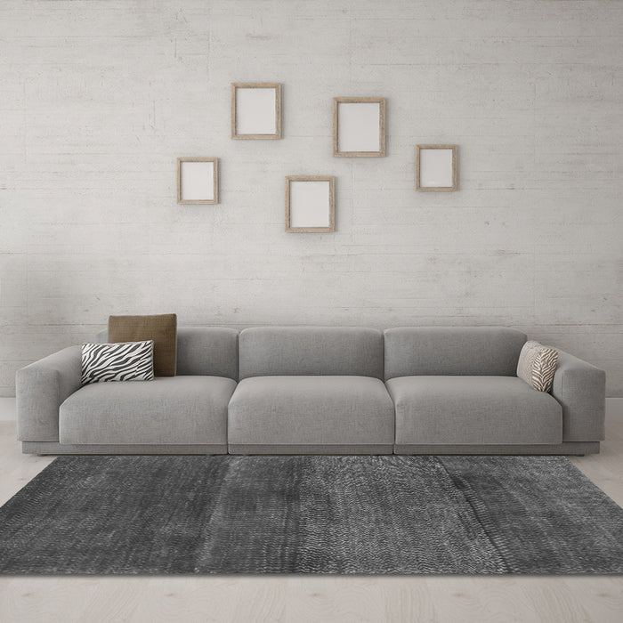 Machine Washable Abstract Gray Contemporary Rug in a Living Room,, wshcon2830gry