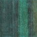 Square Machine Washable Abstract Turquoise Contemporary Area Rugs, wshcon2830turq