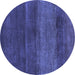 Round Abstract Blue Contemporary Rug, con2830blu