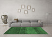 Machine Washable Abstract Emerald Green Contemporary Area Rugs in a Living Room,, wshcon2830emgrn