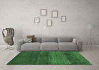 Machine Washable Abstract Emerald Green Contemporary Rug, wshcon2830emgrn