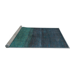 Sideview of Machine Washable Abstract Light Blue Contemporary Rug, wshcon2830lblu