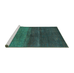 Sideview of Machine Washable Abstract Turquoise Contemporary Area Rugs, wshcon2830turq