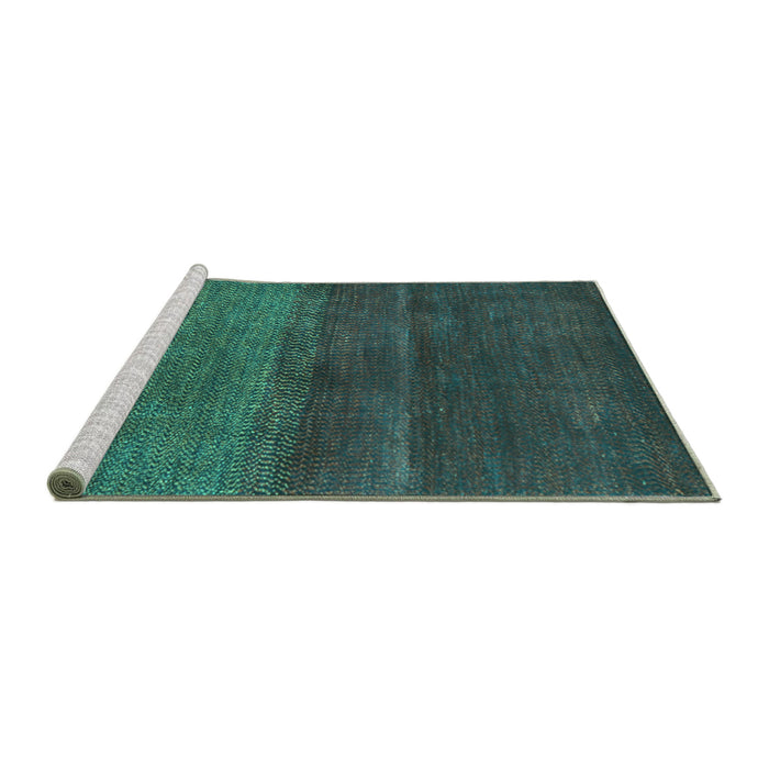 Sideview of Machine Washable Abstract Turquoise Contemporary Area Rugs, wshcon2830turq