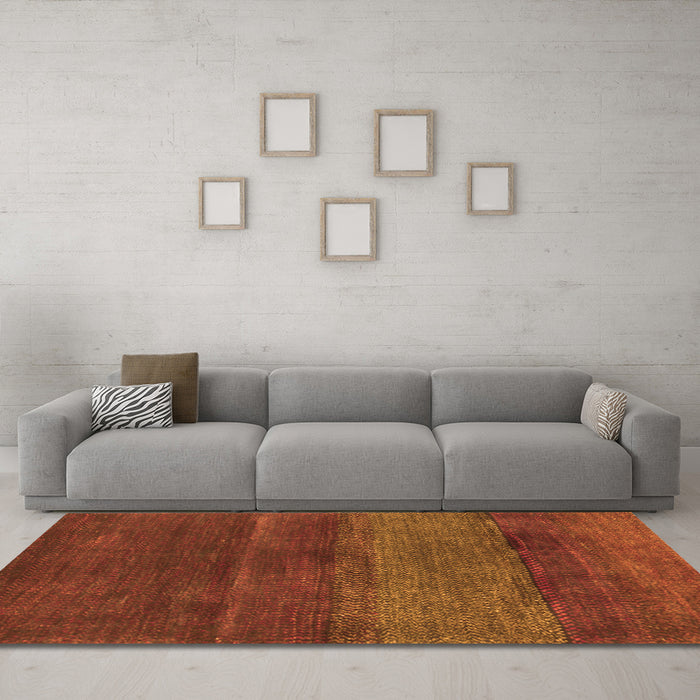 Machine Washable Abstract Orange Contemporary Area Rugs in a Living Room, wshcon2830org