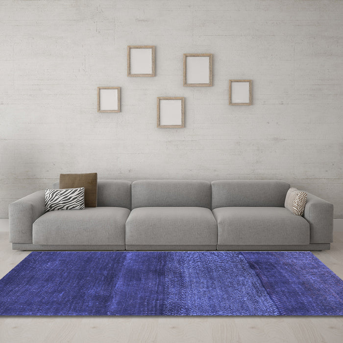 Machine Washable Abstract Blue Contemporary Rug in a Living Room, wshcon2830blu