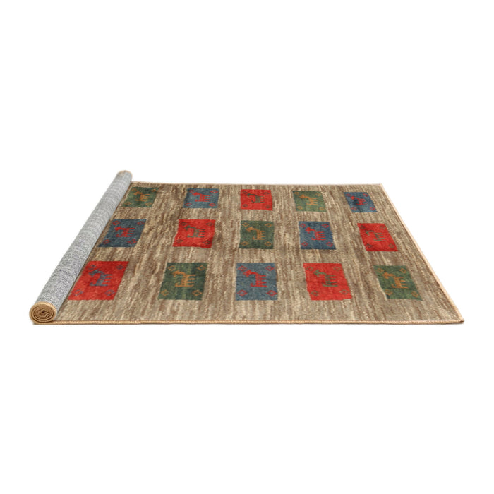 Serging Thickness of Machine Washable Contemporary Sienna Brown Rug, wshcon2831