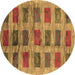 Round Machine Washable Abstract Brown Contemporary Rug, wshcon2831brn