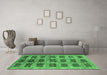 Machine Washable Abstract Emerald Green Contemporary Area Rugs in a Living Room,, wshcon2831emgrn