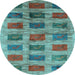 Round Machine Washable Abstract Light Blue Contemporary Rug, wshcon2831lblu