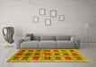 Machine Washable Abstract Yellow Contemporary Rug in a Living Room, wshcon2831yw