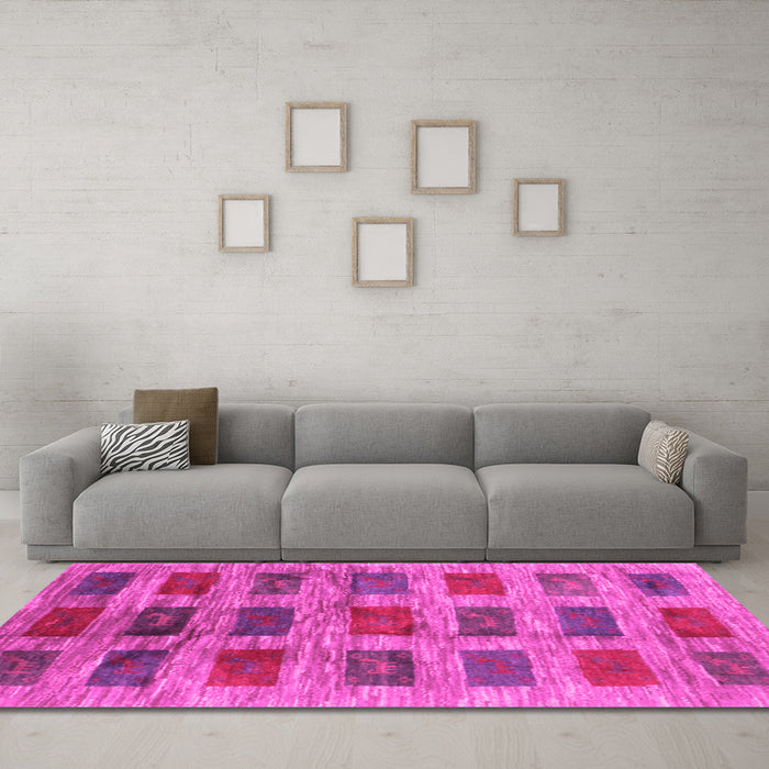 Machine Washable Abstract Pink Contemporary Rug in a Living Room, wshcon2831pnk
