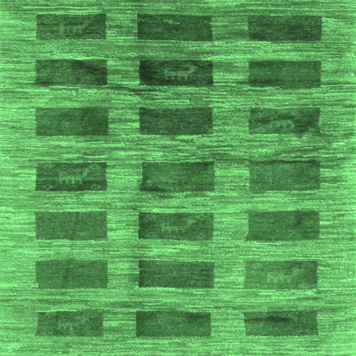 Square Abstract Emerald Green Contemporary Rug, con2831emgrn