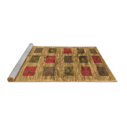Sideview of Machine Washable Abstract Brown Contemporary Rug, wshcon2831brn