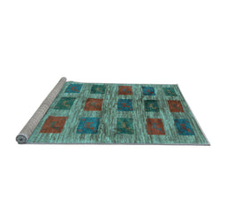 Sideview of Machine Washable Abstract Light Blue Contemporary Rug, wshcon2831lblu