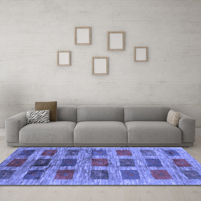 Machine Washable Abstract Blue Contemporary Rug in a Living Room, wshcon2831blu