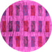 Round Abstract Pink Contemporary Rug, con2831pnk