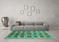 Machine Washable Abstract Turquoise Contemporary Rug, wshcon2831turq