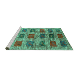 Sideview of Machine Washable Abstract Turquoise Contemporary Area Rugs, wshcon2831turq