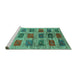 Sideview of Machine Washable Abstract Turquoise Contemporary Area Rugs, wshcon2831turq