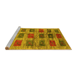 Sideview of Machine Washable Abstract Yellow Contemporary Rug, wshcon2831yw