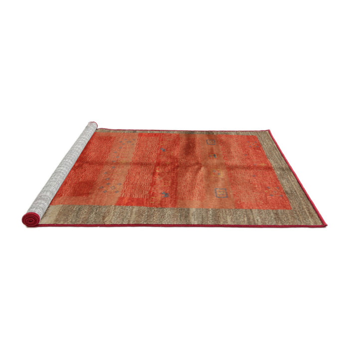 Serging Thickness of Machine Washable Contemporary Neon Red Rug, wshcon2832