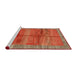 Serging Thickness of Machine Washable Contemporary Neon Red Rug, wshcon2832