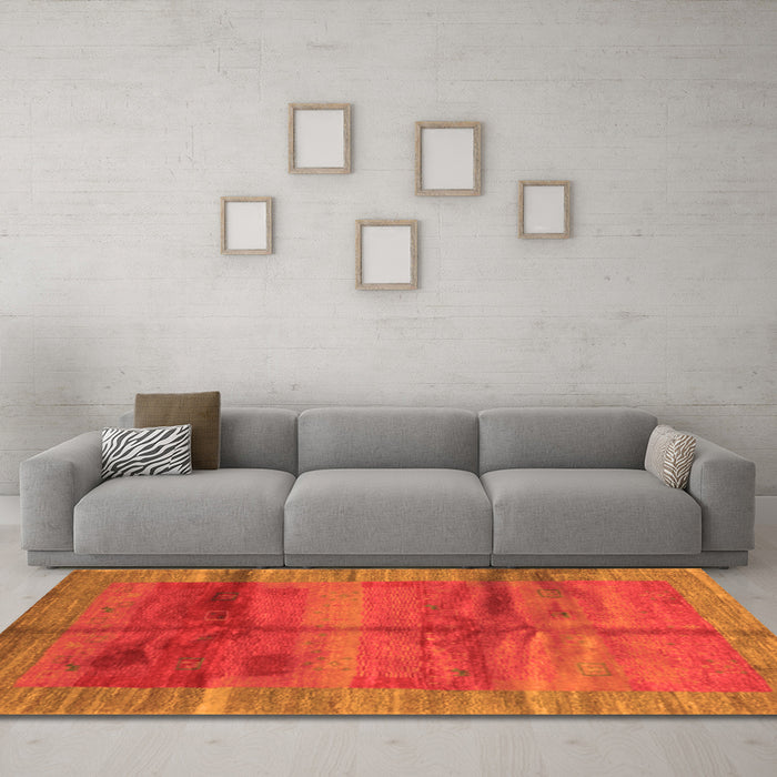 Machine Washable Abstract Orange Contemporary Area Rugs in a Living Room, wshcon2832org