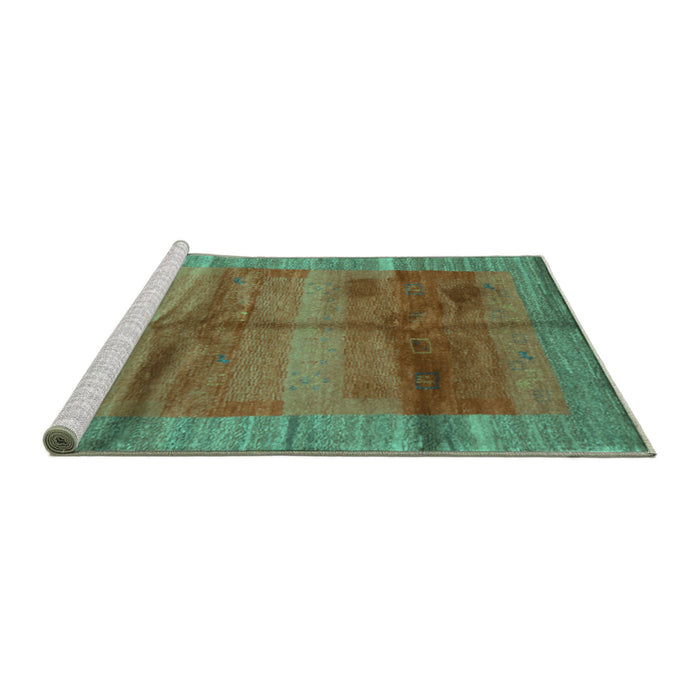 Sideview of Machine Washable Abstract Turquoise Contemporary Area Rugs, wshcon2832turq