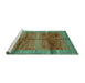 Sideview of Machine Washable Abstract Turquoise Contemporary Area Rugs, wshcon2832turq