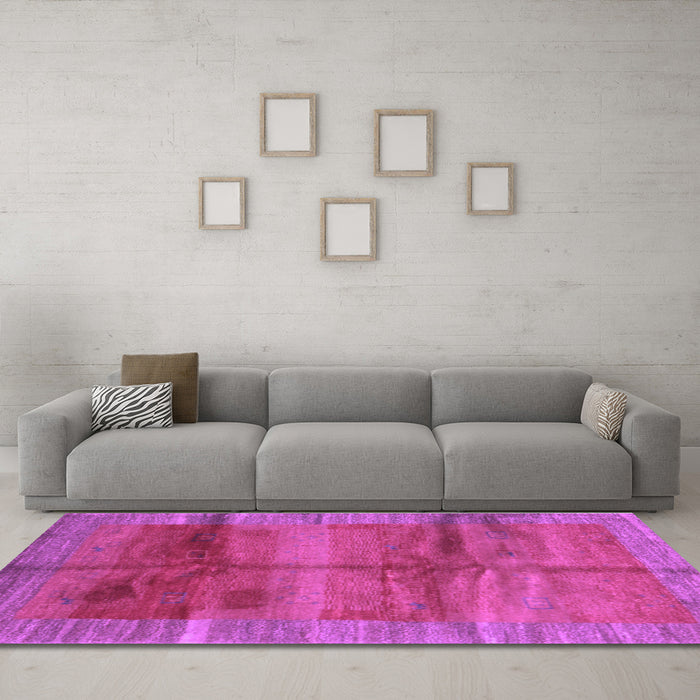 Machine Washable Abstract Purple Contemporary Area Rugs in a Living Room, wshcon2832pur