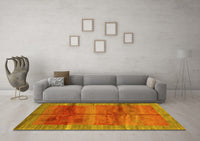 Machine Washable Abstract Yellow Contemporary Rug, wshcon2832yw