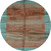 Round Abstract Light Blue Contemporary Rug, con2832lblu