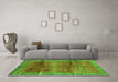 Machine Washable Abstract Green Contemporary Area Rugs in a Living Room,, wshcon2832grn