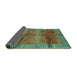 Sideview of Abstract Turquoise Contemporary Rug, con2832turq