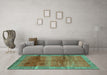 Machine Washable Abstract Turquoise Contemporary Area Rugs in a Living Room,, wshcon2832turq