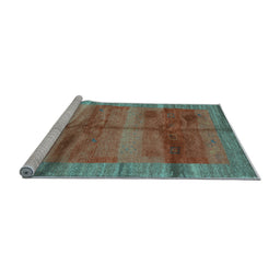 Sideview of Machine Washable Abstract Light Blue Contemporary Rug, wshcon2832lblu