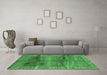 Machine Washable Abstract Emerald Green Contemporary Area Rugs in a Living Room,, wshcon2832emgrn