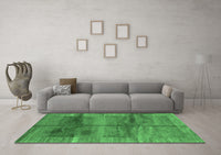 Machine Washable Abstract Emerald Green Contemporary Rug, wshcon2832emgrn