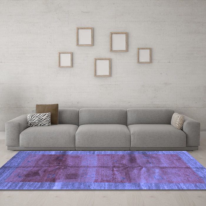 Machine Washable Abstract Blue Contemporary Rug in a Living Room, wshcon2832blu