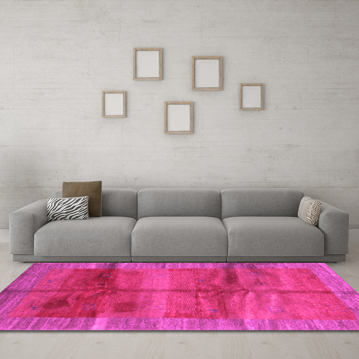 Machine Washable Abstract Pink Contemporary Rug in a Living Room, wshcon2832pnk