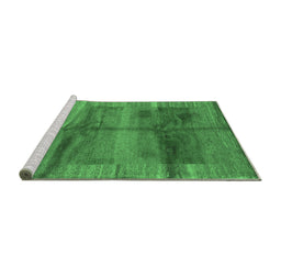 Sideview of Machine Washable Abstract Emerald Green Contemporary Area Rugs, wshcon2832emgrn