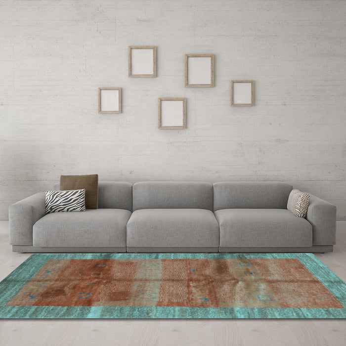 Machine Washable Abstract Light Blue Contemporary Rug in a Living Room, wshcon2832lblu