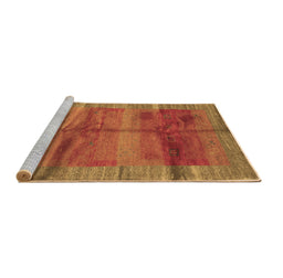 Sideview of Machine Washable Abstract Brown Contemporary Rug, wshcon2832brn