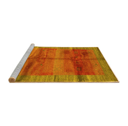 Sideview of Machine Washable Abstract Yellow Contemporary Rug, wshcon2832yw