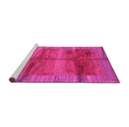 Sideview of Machine Washable Abstract Pink Contemporary Rug, wshcon2832pnk