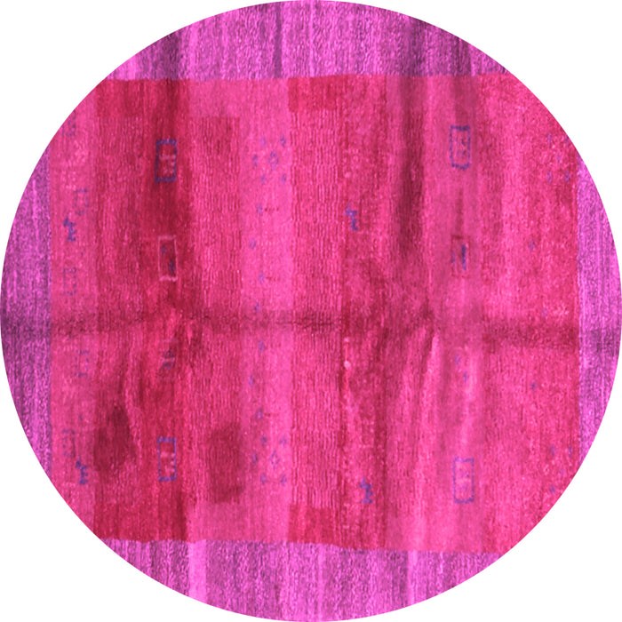 Round Machine Washable Abstract Pink Contemporary Rug, wshcon2832pnk