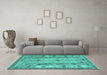 Machine Washable Abstract Turquoise Contemporary Area Rugs in a Living Room,, wshcon2833turq